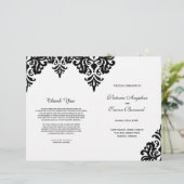 Elegant Black and White Damask Wedding Programs (Staand voorkant)