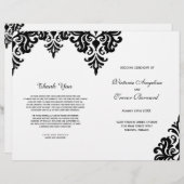 Elegant Black and White Damask Wedding Programs (Voorkant / Achterkant)