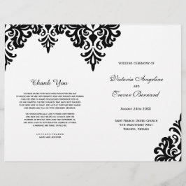 Elegant Black and White Damask Wedding Programs