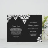 Elegant Black and White Damask Wedding Programs (Staand voorkant)