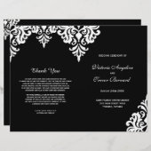 Elegant Black and White Damask Wedding Programs (Voorkant / Achterkant)