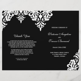 Elegant Black and White Damask Wedding Programs