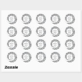 Elegant Black and White Damask Wedding Ronde Sticker (Vel)