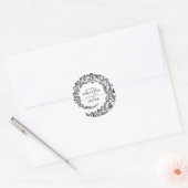 Elegant Black and White Damask Wedding Ronde Sticker (Envelop)