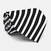 Elegant Black and White Diagonal Striped Stropdas (Opgerold)