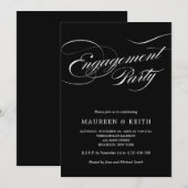 Elegant Black and White Engagement Party Kaart (Voorkant / Achterkant)