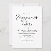 Elegant Black and White Engagement Party Kaart (Voorkant)
