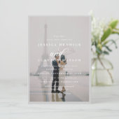 Elegant Black and White Faux Vellum Photo Weddensc Kaart (Staand voorkant)