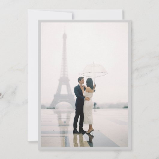 Elegant Black and White Faux Vellum Photo Weddensc Kaart (Achterkant)