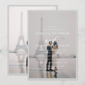 Elegant Black and White Faux Vellum Photo Weddensc Kaart (Voorkant / Achterkant)