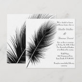 Elegant Black and White Feather Wedding Invitation Kaart (Voorkant / Achterkant)