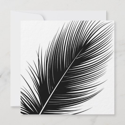 Elegant Black and White Feather Wedding Invitation Kaart (Achterkant)