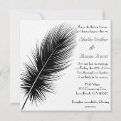 Elegant Black and White Feather Wedding Invitation Kaart (Voorkant)
