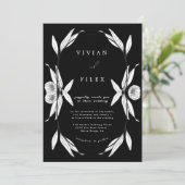 Elegant Black and White Floral Capsul Wedding Kaart (Staand voorkant)