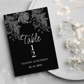  Elegant black and white floral lace Table Numbers Kaart