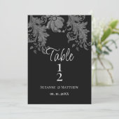  Elegant black and white floral lace Table Numbers Kaart (Staand voorkant)