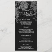 Elegant black and white floral lace Wedding Menu (Voorkant)