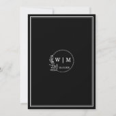 Elegant Black and White Floral Monogram Wedding In Kaart (Achterkant)