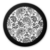 Elegant Black and White Floral Paisley 2a Keramische Knop (Voorkant)