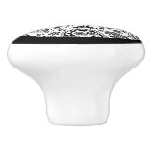 Elegant Black and White Floral Paisley 2a Keramische Knop (Zijkant)