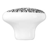 Elegant Black and White Floral Paisley 3 Keramische Knop (Zijkant)