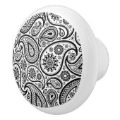 Elegant Black and White Floral Paisley 3 Keramische Knop (Rechts)