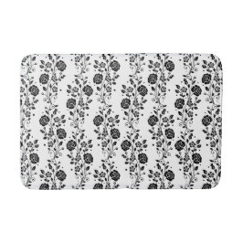 Elegant Black and White Floral Pattern Badmat