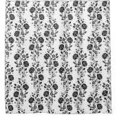 Elegant Black and White Floral Pattern Douchegordijn (Voorkant)