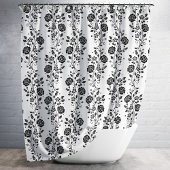 Elegant Black and White Floral Pattern Douchegordijn
