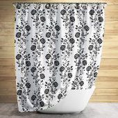 Elegant Black and White Floral Pattern Douchegordijn