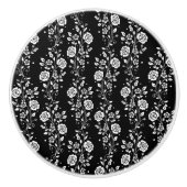 Elegant Black and White Floral Pattern Keramische Knop (Voorkant)