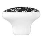 Elegant Black and White Floral Pattern Keramische Knop (Zijkant)