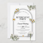 Elegant Black and White Floral Retirement Party  Kaart (Voorkant)