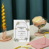 Elegant Black and White Floral Retirement Party  Kaart