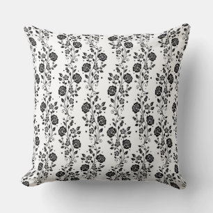 Elegant Black and White Floral Rozen Pattern Kussen