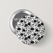 Elegant Black And White Floral Silhouette Botanica Ronde Button 5,7 Cm (Voorkant /achterkant)