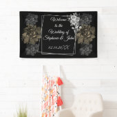 Elegant Black and White Floral Wedding Banner (Insitu)