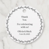 Elegant Black and White Floral Wedding Bedankjes Labels (Achterkant)