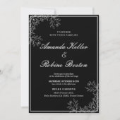 Elegant Black and White Floral Wedding Invitation Kaart (Voorkant)