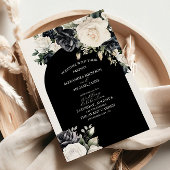 Elegant Black and White Floral Wedding Kaart