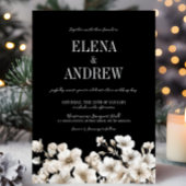 Elegant Black and White Floral Wedding Kaart