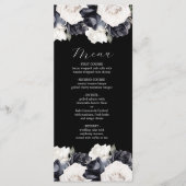 Elegant Black and White Floral Wedding Menu (Voorkant)