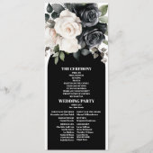 Elegant Black and White Floral Wedding Programmakaart (Voorkant)