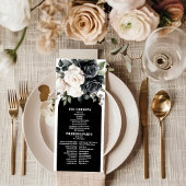Elegant Black and White Floral Wedding Programmakaart
