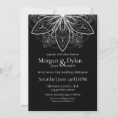 Elegant Black and White Flower Mandala Wedding Kaart (Voorkant)