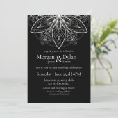 Elegant Black and White Flower Mandala Wedding Kaart (Staand voorkant)