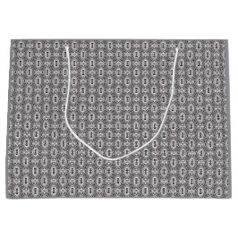 Elegant Black and White Folk Floral Seamless Patte Groot Cadeauzakje