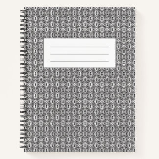 Elegant Black and White Folk Floral Seamless Patte Notitieboek