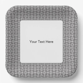 Elegant Black and White Folk Floral Seamless Patte Papieren Bordje
