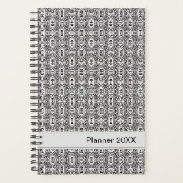 Elegant Black and White Folk Floral Seamless Patte Planner